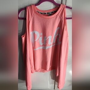 Victorias Secret Pink Open Shoulder Corral Sweatshirt Size XS